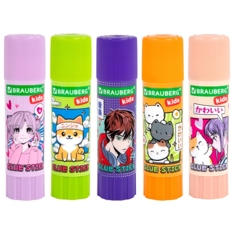 Клей-карандаш "Anime" 15 г, BRAUBERG KIDS, ассорти, 272472, 20 штук, 272472