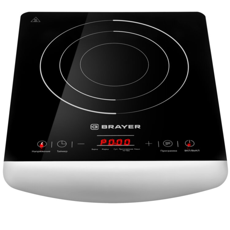 Настольная индукционная плита BRAYER BR2801, 2000 Вт, 5 программ, сенсорное управление, черная, 456607
