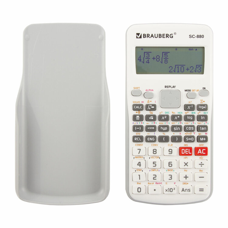 Калькулятор инженерный BRAUBERG SC-880-N, 417 функций, 10+2 разрядов, батарея, БЕЛЫЙ, 250526, 250526