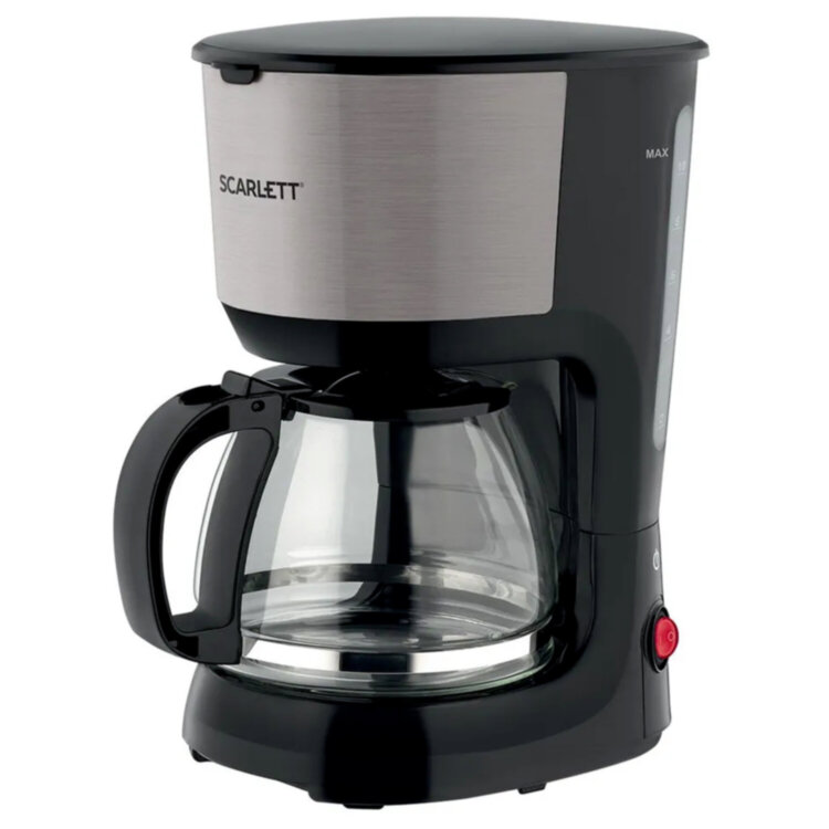 Кофеварка капельная SCARLETT SC-CM33011, 750 Вт, объем 1,25 л, подогрев, пластик, черный, 457197