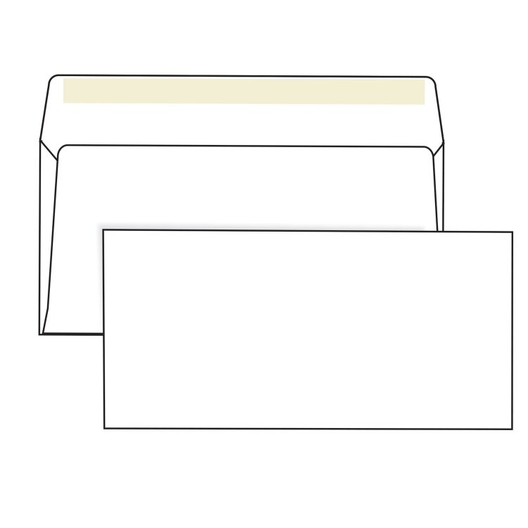 Конверты Е65 (110х220 мм), клей, 80 г/м2, КОМПЛЕКТ 1000 шт., 00075, 124392
