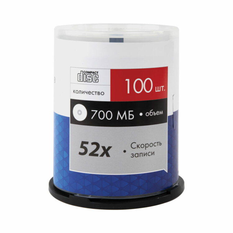 Диски CD-R SONNEN, 700 Mb, 52x, Cake Box (упаковка на шпиле) КОМПЛЕКТ 100 шт., 513533, 513533