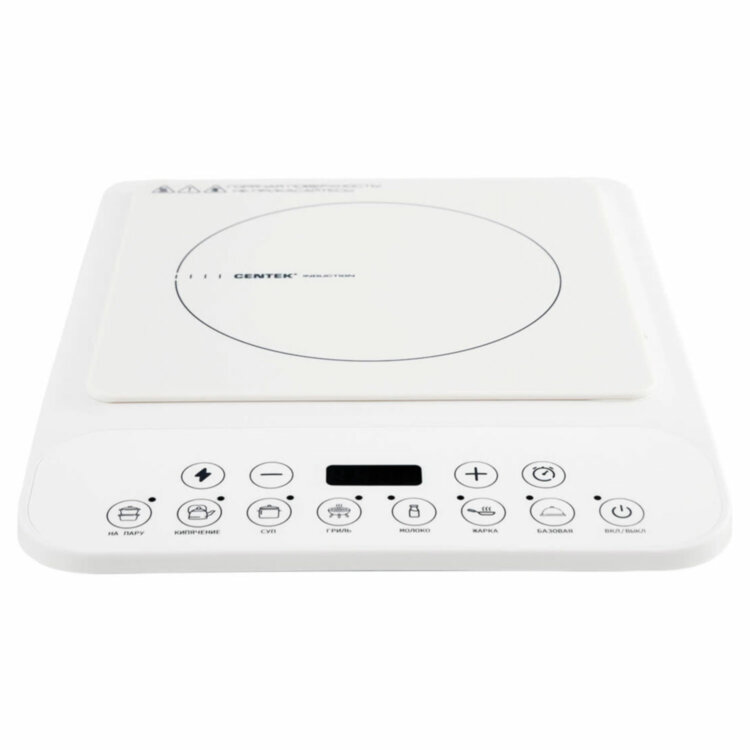 Настольная индукционная плита CENTEK CT-1517, 2000 Вт, 7 программ, электронное управление, белая, CT-1517 White, 457587
