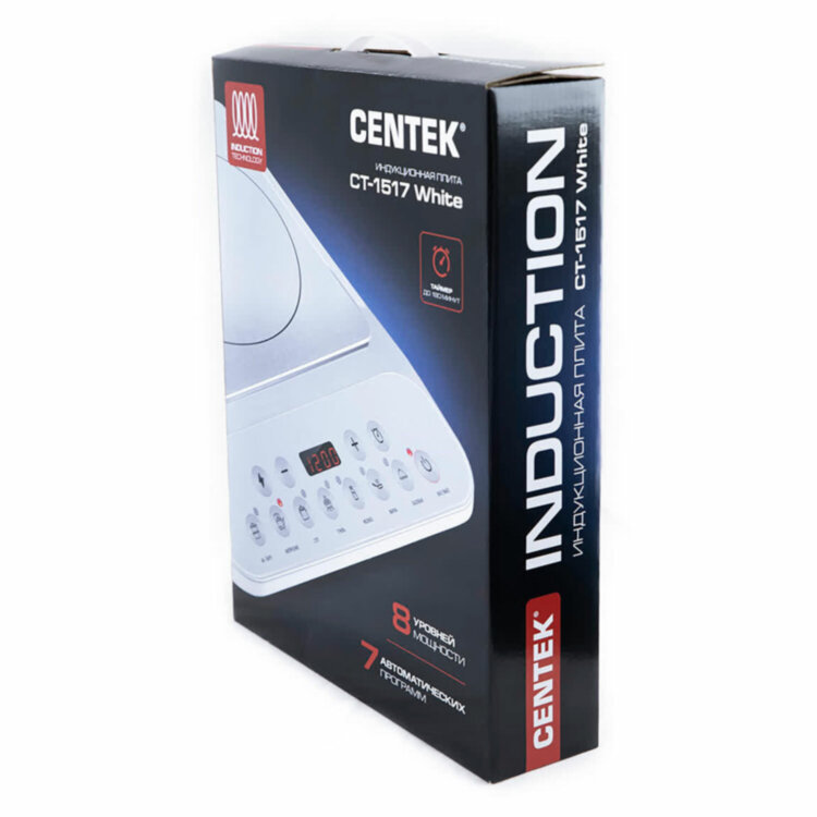 Настольная индукционная плита CENTEK CT-1517, 2000 Вт, 7 программ, электронное управление, белая, CT-1517 White, 457587