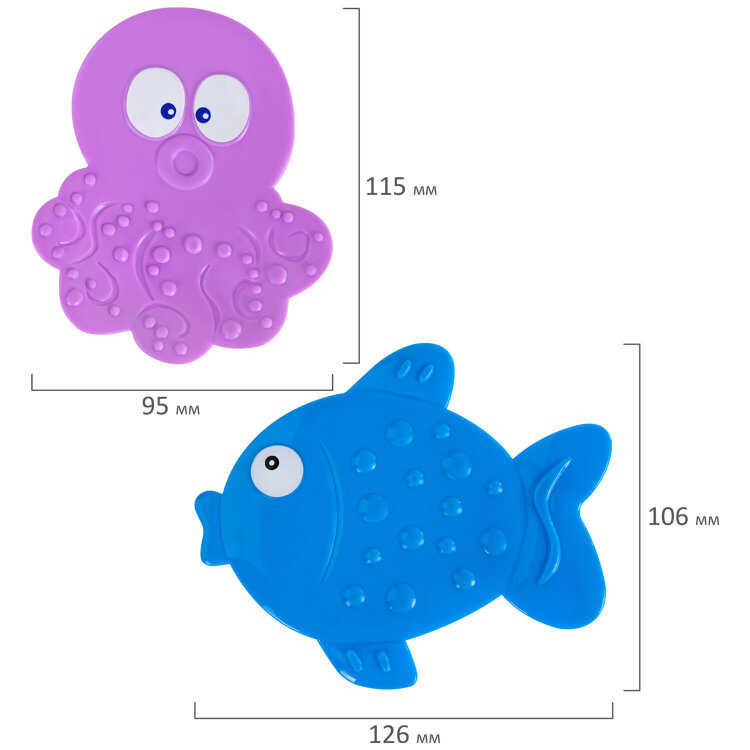 Мини-коврик для ванной набор 4 штуки, АССОРТИ, BRAUBERG KIDS, блистер, 665185, 665185