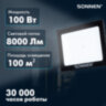 Прожектор светодиодный 100 Вт, 6500 К, 8000 Лм, 100 м2, IP65, 250x178x27 мм, черный, SONNEN, 238415, 238415