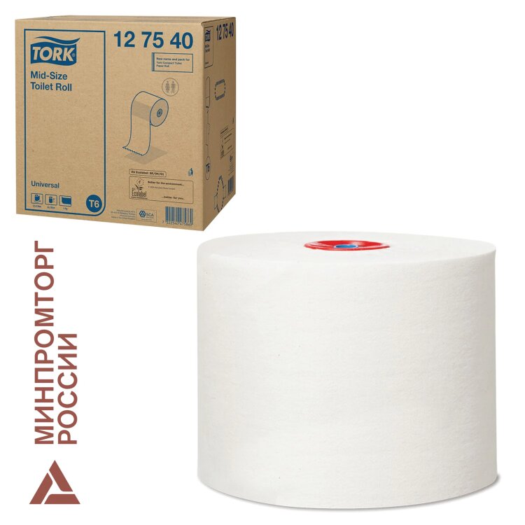 Бумага туалетная 135 м, Tellus/TORK (Система Т6) UNIVERSAL, КОМПЛЕКТ 27 рулонов, белая, 127540/127541, 127838