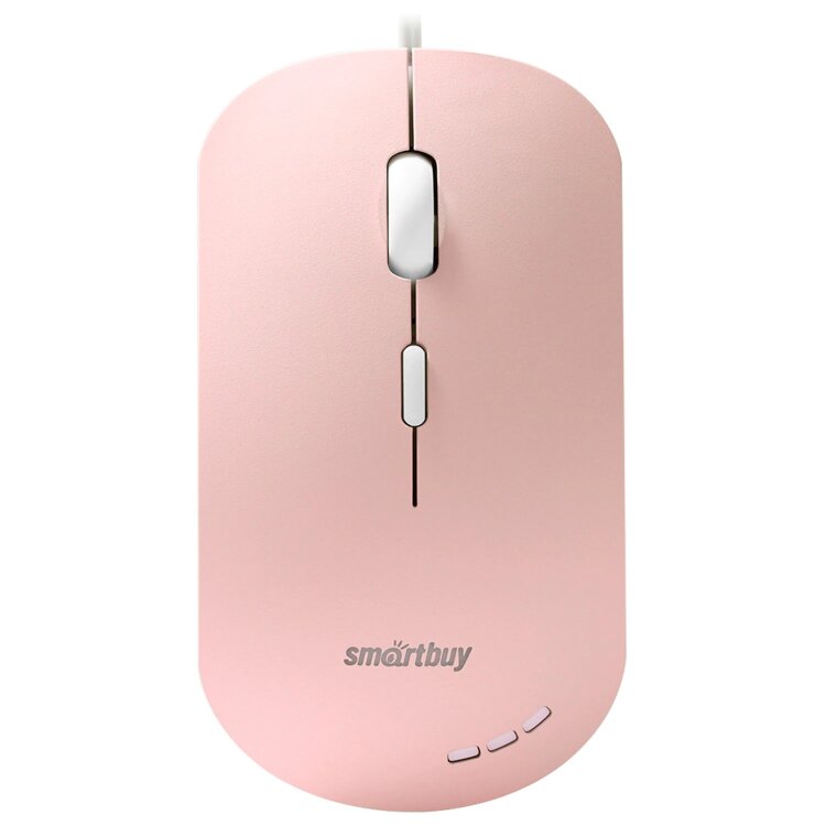 Мышь проводная бесшумная SMARTBUY 288-P, USB, 3 кнопки + 1 колесо, оптическая, розовая, 06833, SBM-288-P, 514182