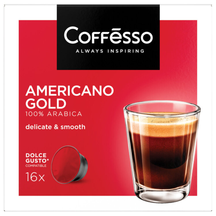 Кофе в капсулах COFFESSO "Americano Gold" для кофемашин Dolce Gusto, 16 порций, 102152, 623405