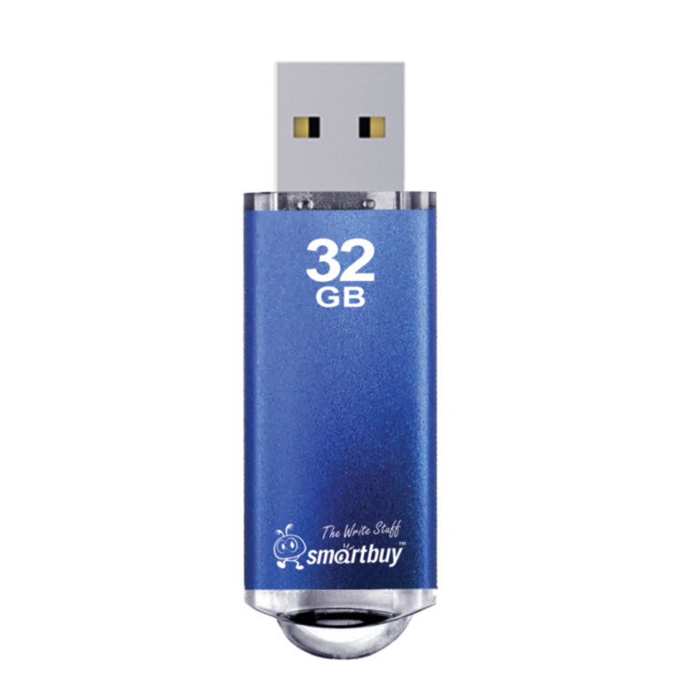 Флеш-диск 32 GB, SMARTBUY V-Cut, USB 2.0, металлический корпус, синий, SB32GBVC-B, 512187