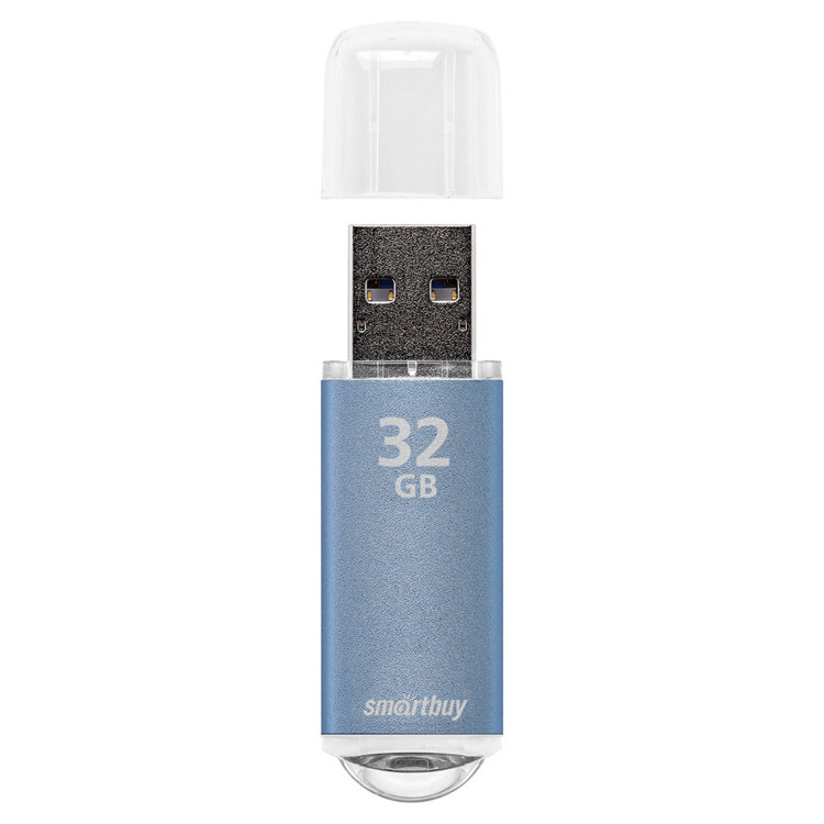 Флеш-диск 32 GB, SMARTBUY V-Cut, USB 2.0, металлический корпус, синий, SB32GBVC-B, 512187
