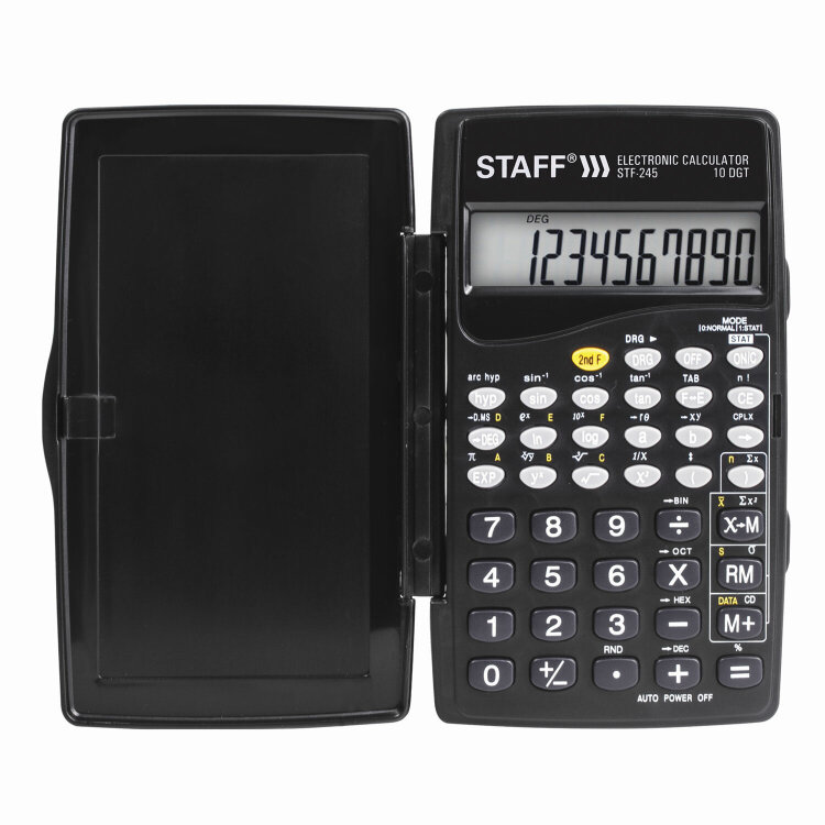 Калькулятор инженерный STAFF STF-245, КОМПАКТНЫЙ (120х70 мм), 128 функций, 10 разрядов, 250194, 250194