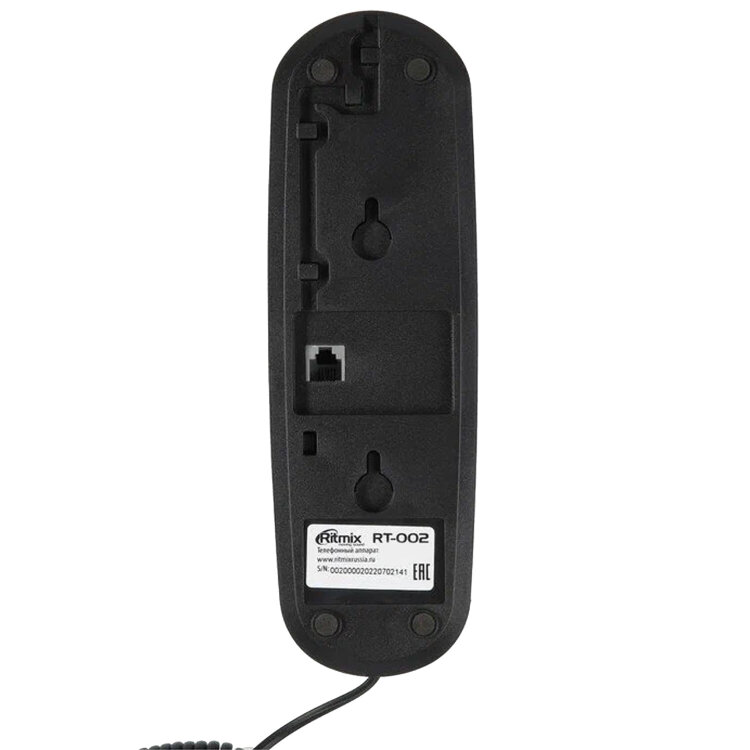 Телефон RITMIX RT-002 black, удержание звонка, тональный/импульсный режим, повтор, черный, 80002229, 263156