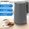 Чайник электрический с двойными стенками SONNEN KT-8719G, 1,5 л, 2200 Вт, графитовый, 454693, 454693