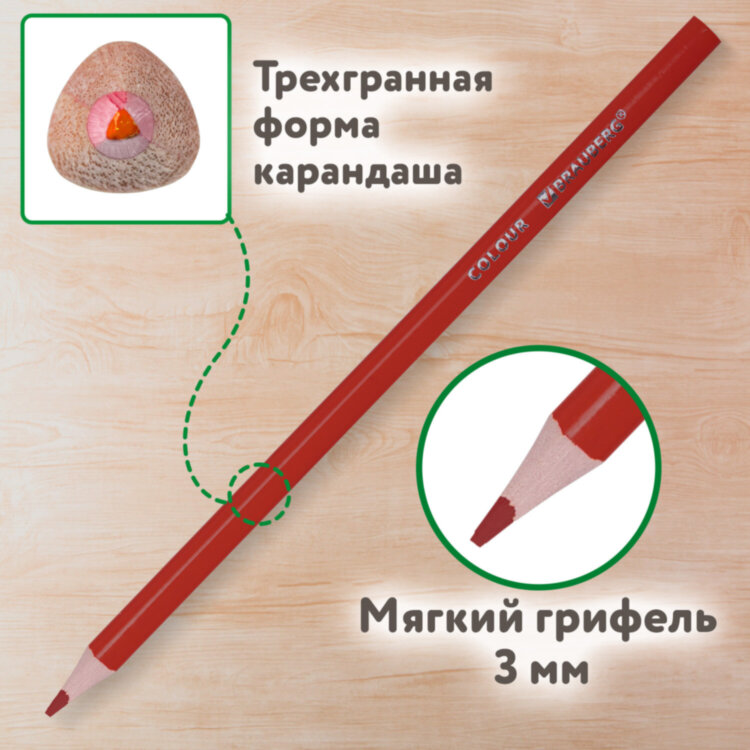 Карандаши цветные BRAUBERG KIDS NEW, 36 цветов, трехгранные, грифель 3 мм, 182003, 182003