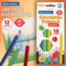Карандаши цветные BRAUBERG PREMIUM, 12 цветов, шестигранные, грифель 3 мм, 181666, 181666