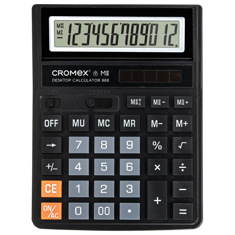 Калькулятор настольный CROMEX (КРОМЕКС) 888 (185x145 мм), 12 разрядов, ЧЕРНЫЙ, 271728, 271728