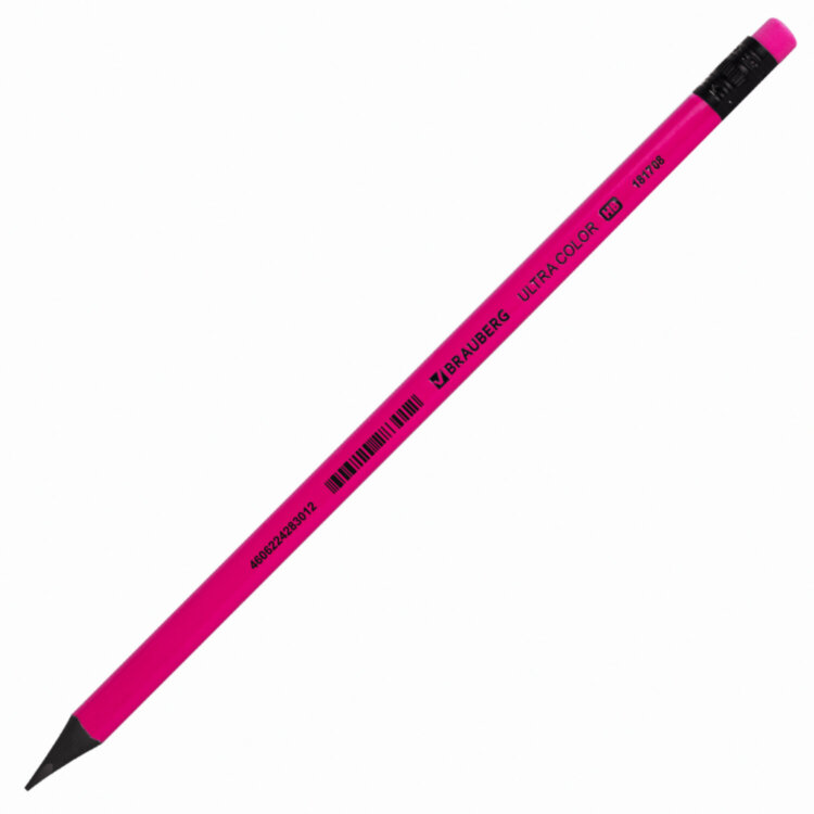 Карандаш чернографитный BRAUBERG "ULTRA COLOR", 1 шт., HB, с ластиком, пластиковый, 181708, 144 штук, 181708