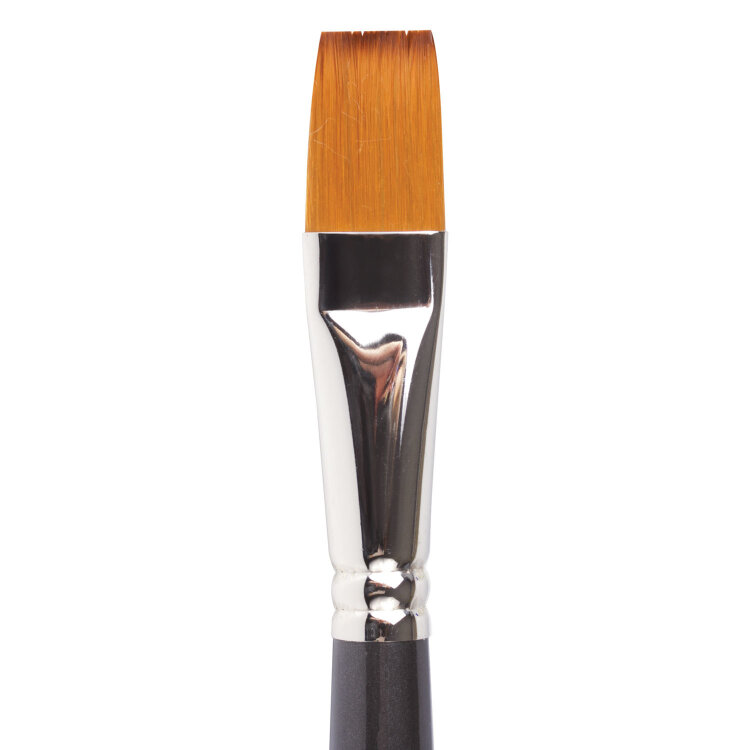 Кисть художественная профессиональная BRAUBERG ART CLASSIC, синтетика мягкая под колонок, плоская, № 18, короткая ручка, 200704, 200704