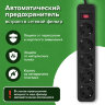 Сетевой фильтр SONNEN SPB-185, 5 розеток с заземлением, выключатель, 10 А, 1,8 м, черный, 513656, 513656