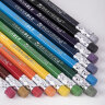 Карандаши цветные стираемые с ластиком BRAUBERG ERASABLE, 12 цветов, шестигранные, грифель 3 мм, натуральное дерево, 181932, 181932
