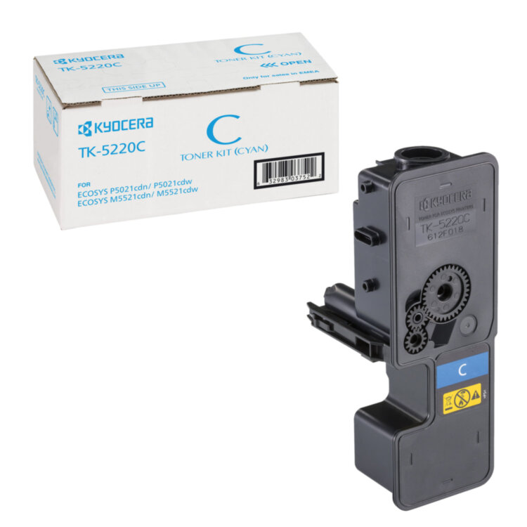 Тонер-картридж KYOCERA (TK-5220C) ECOSYS P5021cdn/cdw/M5521cdn/cdw, голубой, ресурс 1200 стр., оригинальный, 1T02R9CNL1, 320851