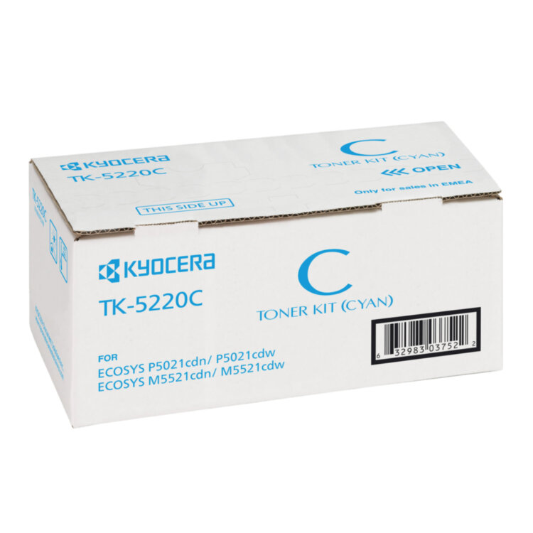 Тонер-картридж KYOCERA (TK-5220C) ECOSYS P5021cdn/cdw/M5521cdn/cdw, голубой, ресурс 1200 стр., оригинальный, 1T02R9CNL1, 320851