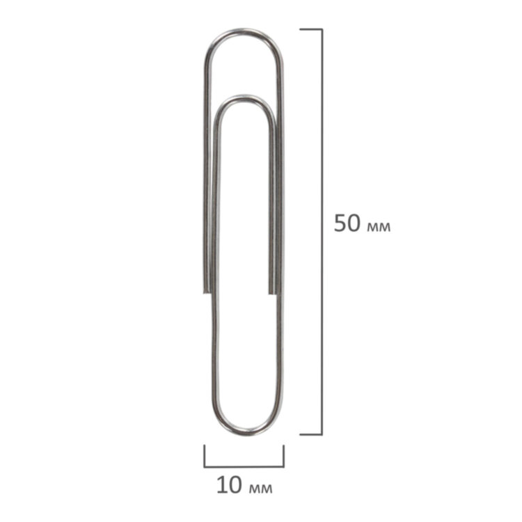 Скрепки большие 50 мм, BRAUBERG, оцинкованные, 50 шт., в картонной коробке, 227589, 227589