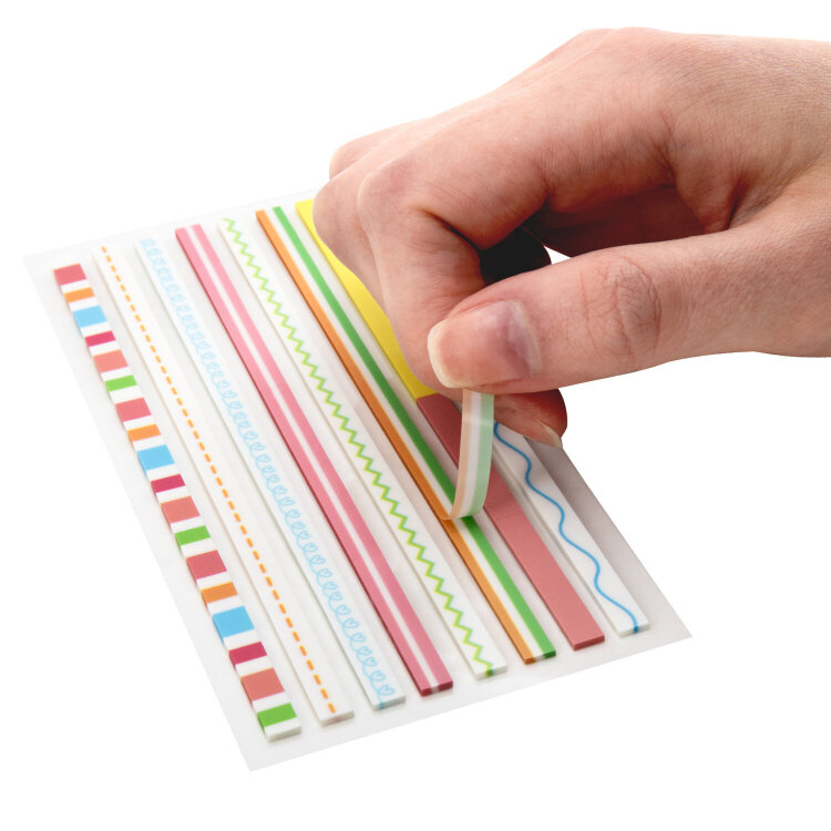 Закладки клейкие, выделители текста, BRAUBERG ULTRA PATTERN COLOR, 135х5 мм, 160 штук (8 цветов х 20 листов), 116687, 116687