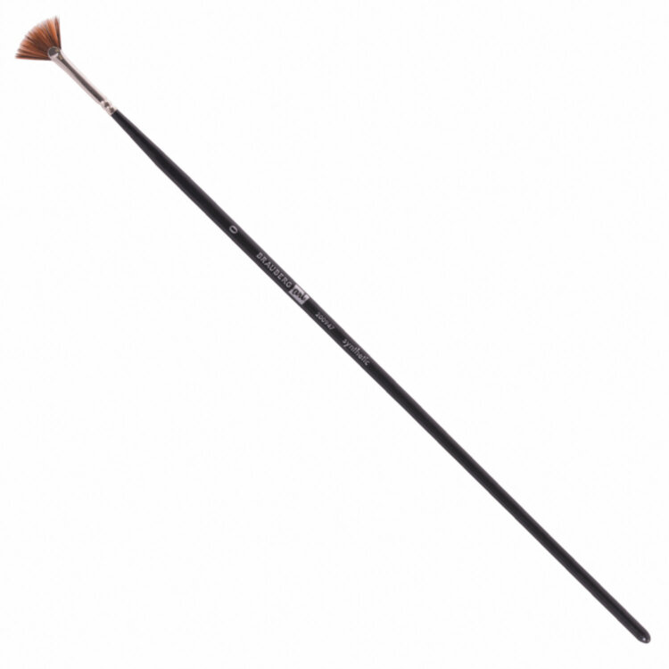 Кисть художественная профессиональная BRAUBERG ART CLASSIC, синтетика, мягкая, веерная, № 0, длинная ручка, 200947, 200947