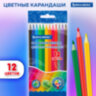 Карандаши цветные BRAUBERG, 12 цветов, цветной корпус, упаковка ПВХ-бокс, шестигранные, 182067, 182067