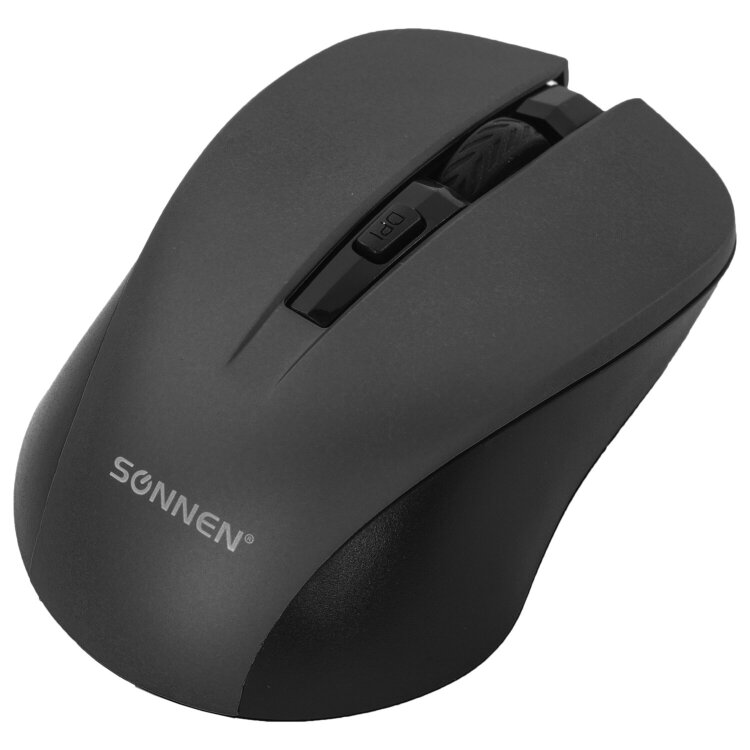 Мышь беспроводная с бесшумным кликом SONNEN V18, USB, 800/1200/1600 dpi, 4 кнопки, черная, 513514, 513514