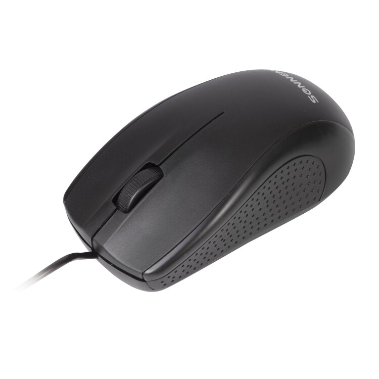 Мышь проводная SONNEN М-201, USB, 1000 dpi, 2 кнопки + колесо-кнопка, оптическая, черная, 512631, 512631