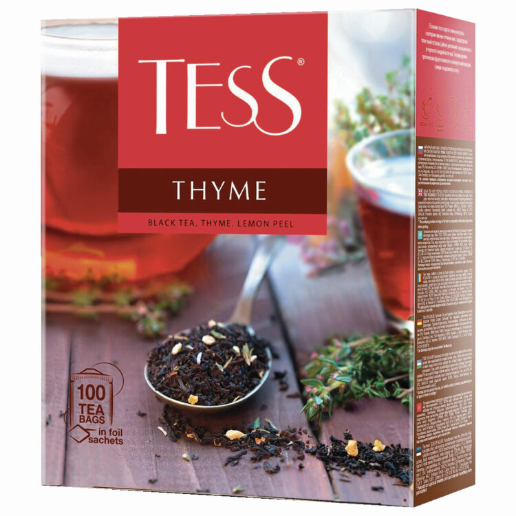 Чай TESS "Thyme" черный с чабрецом и цедрой лимона, 100 пакетиков в конвертах по 2 г, 1185-09, 621967