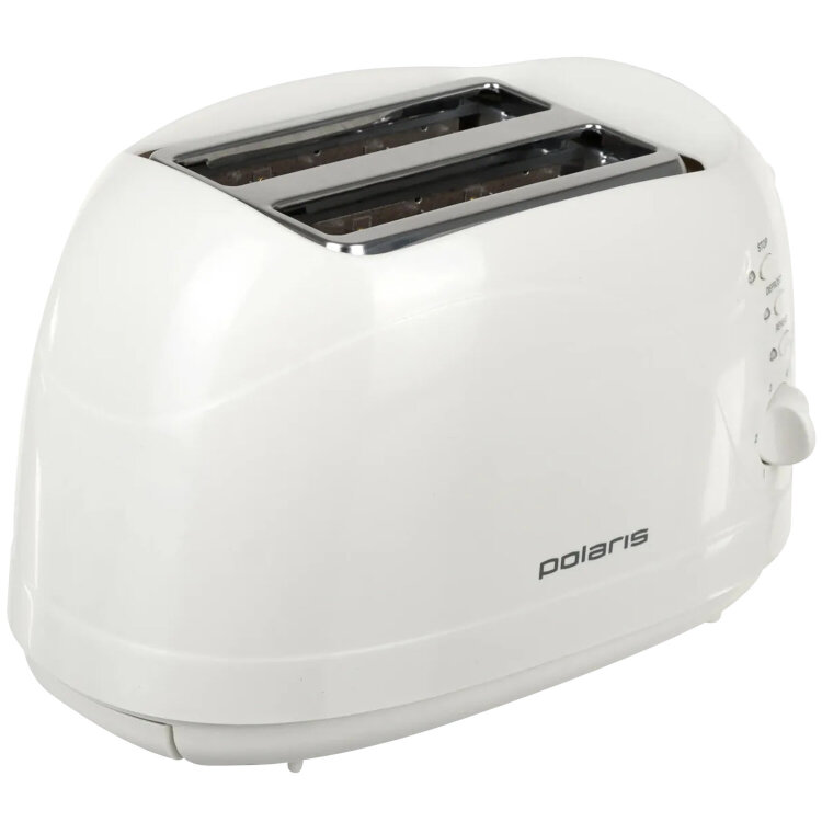 Тостер POLARIS PET 0702L, 750 Вт, 2 тоста, 6 режимов, механическое управление, пластик, белый, 03277, 456740