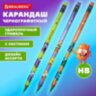 Карандаш чернографитный с принтом кросс-серия МОНСТРИКИ, 1 шт., HB, ластик, ассорти, BRAUBERG, 182110, 72 штук, 182110