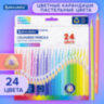Карандаши цветные BRAUBERG PASTEL, 24 пастельных цвета, трехгранные, грифель 3 мм, натуральное дерево, 181851, 181851