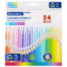 Карандаши цветные BRAUBERG PASTEL, 24 пастельных цвета, трехгранные, грифель 3 мм, натуральное дерево, 181851, 181851