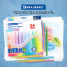 Карандаши цветные BRAUBERG PASTEL, 24 пастельных цвета, трехгранные, грифель 3 мм, натуральное дерево, 181851, 181851
