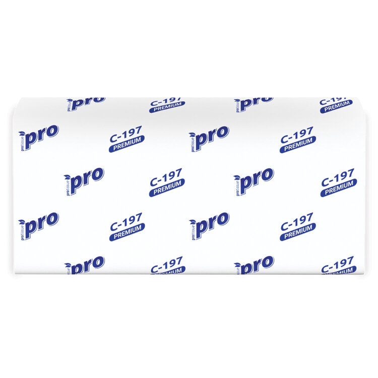 Полотенца бумажные 200 шт., PROtissue (H3) PREMIUM, 2-слойные, белые, КОМПЛЕКТ 20 пачек, 22х21 см, V-сложение, С197, 114334