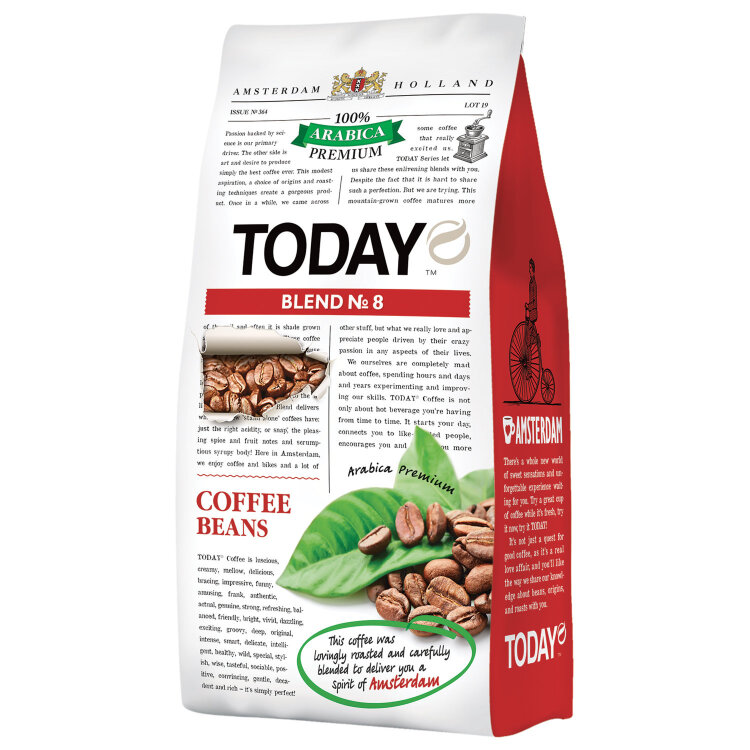 Кофе в зернах TODAY "Blend № 8" 800 г, арабика 100%, НИДЕРЛАНДЫ, ТО80004003, 621832