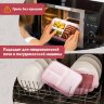 Ланч-бокс контейнер, 2 секции, 3+1 отделения, 1,4 л, ложка, вилка, 7х21х14 см, розовый, JOYLUX (ДЖОЙЛЮКС), 609348, 609348