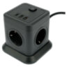 Сетевой фильтр CABLEXPERT Tower, 4 розетки, 10 А, 1 x Type-C PD, 20 Вт, 2 х USB, 2 м, черный, TWR-4-CU2-B-2, 514301