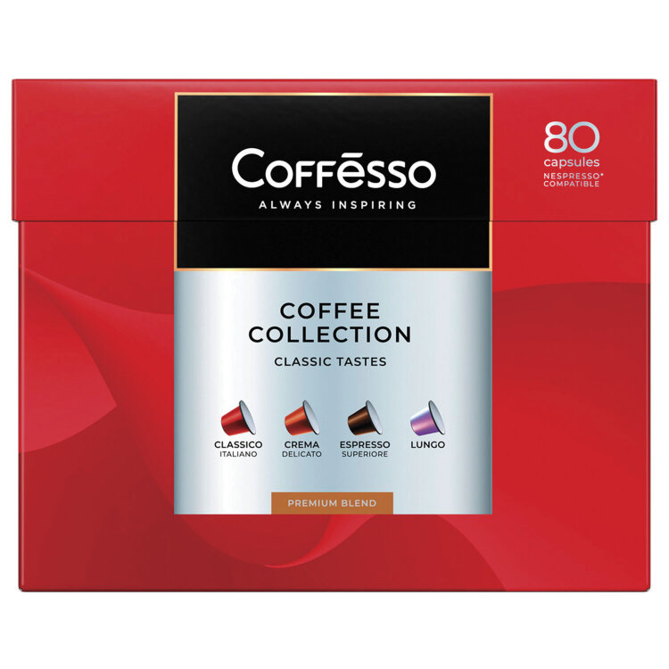 Кофе в капсулах 80 порций "Ассорти 4 вкусов" для Nespresso, COFFESSO, 101740, 622391