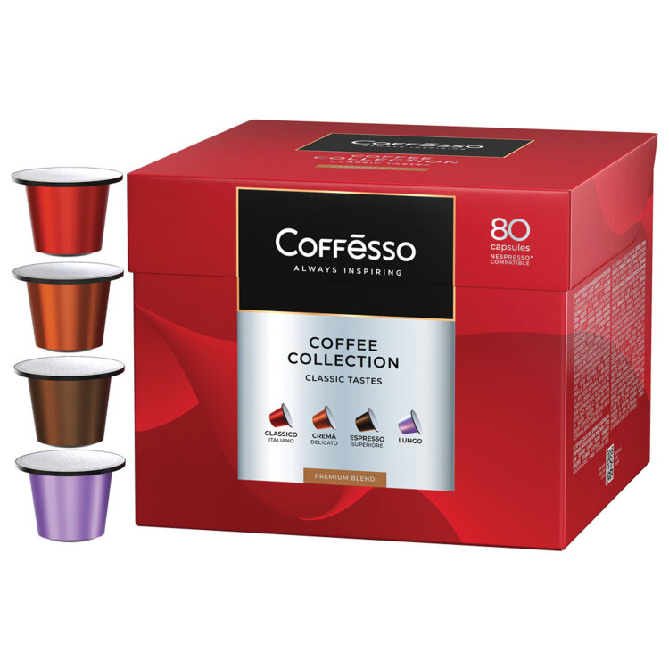 Кофе в капсулах 80 порций "Ассорти 4 вкусов" для Nespresso, COFFESSO, 101740, 622391