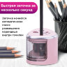 Точилка электрическая BRAUBERG DUAL (для 2 диаметров карандашей!), 4 батарейки АА, розовая, 270579, 270579