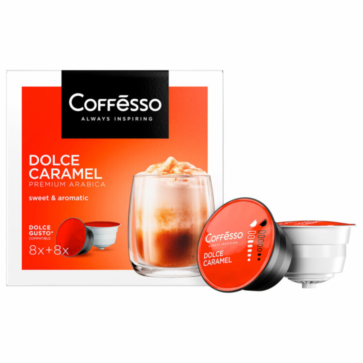 Кофе в капсулах COFFESSO "Dolce Caramel" для кофемашин Dolce Gusto, 8 порций, 102155, 624181