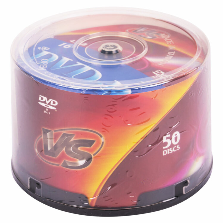 Диск DVD-R VS, 4,7 Гб, 16x, Cake Box (упаковка на шпиле), КОМПЛЕКТ 50 шт., VSDVDRCB5001, 514000