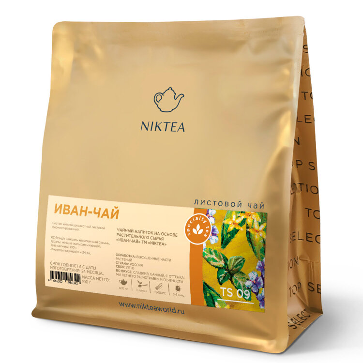 Чай ИВАН-ЧАЙ листовой NIKTEA, кипрей узколистный ферментированный, 100 г, TNIKTE-GP0013, 625095