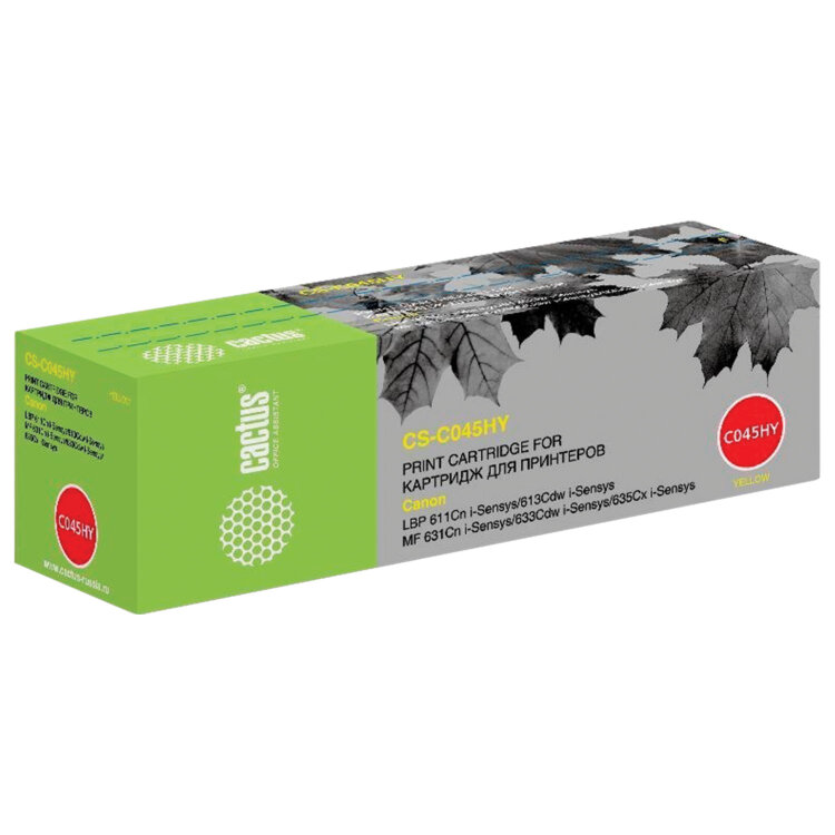 Картридж лазерный CACTUS (CS-045HY) для CANON MF635/633/631/LBP 611/613, желтый, ресурс 2200 стр., CS-C045HY, 362993